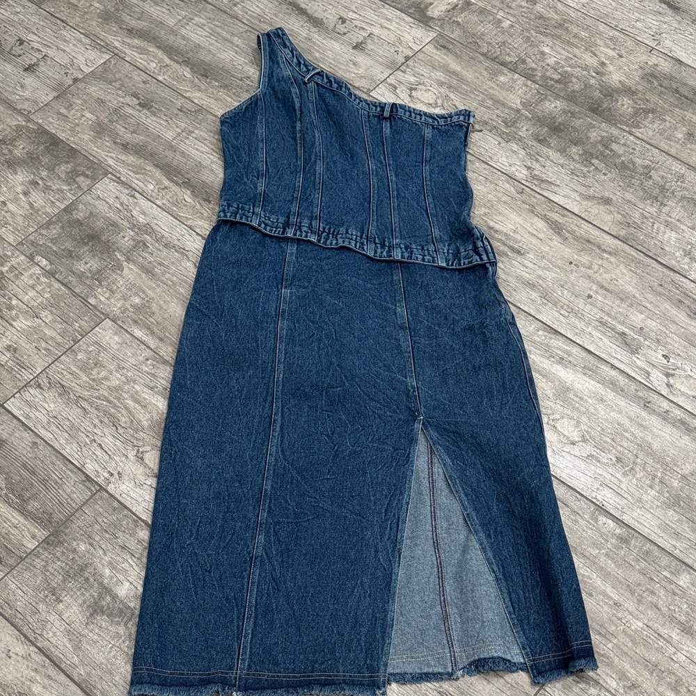One Shoulder Denim Dress